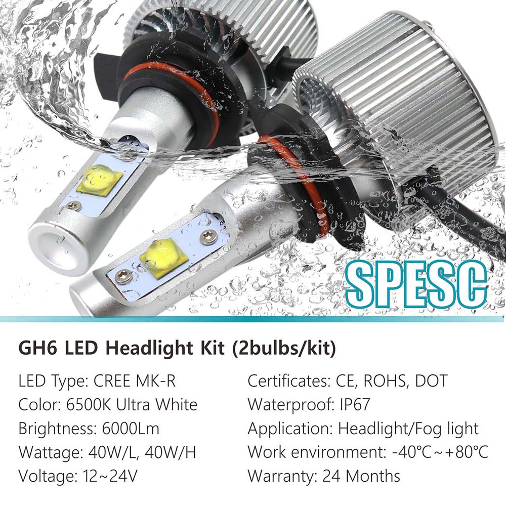 Car LED Lighting Factory GH6 9012 CREE LED Headlight Kit 6000LM