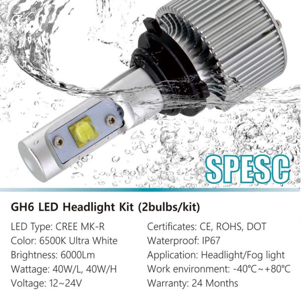 GH6 Automotive LED Headlight Conversion Kit High Power Fog Light