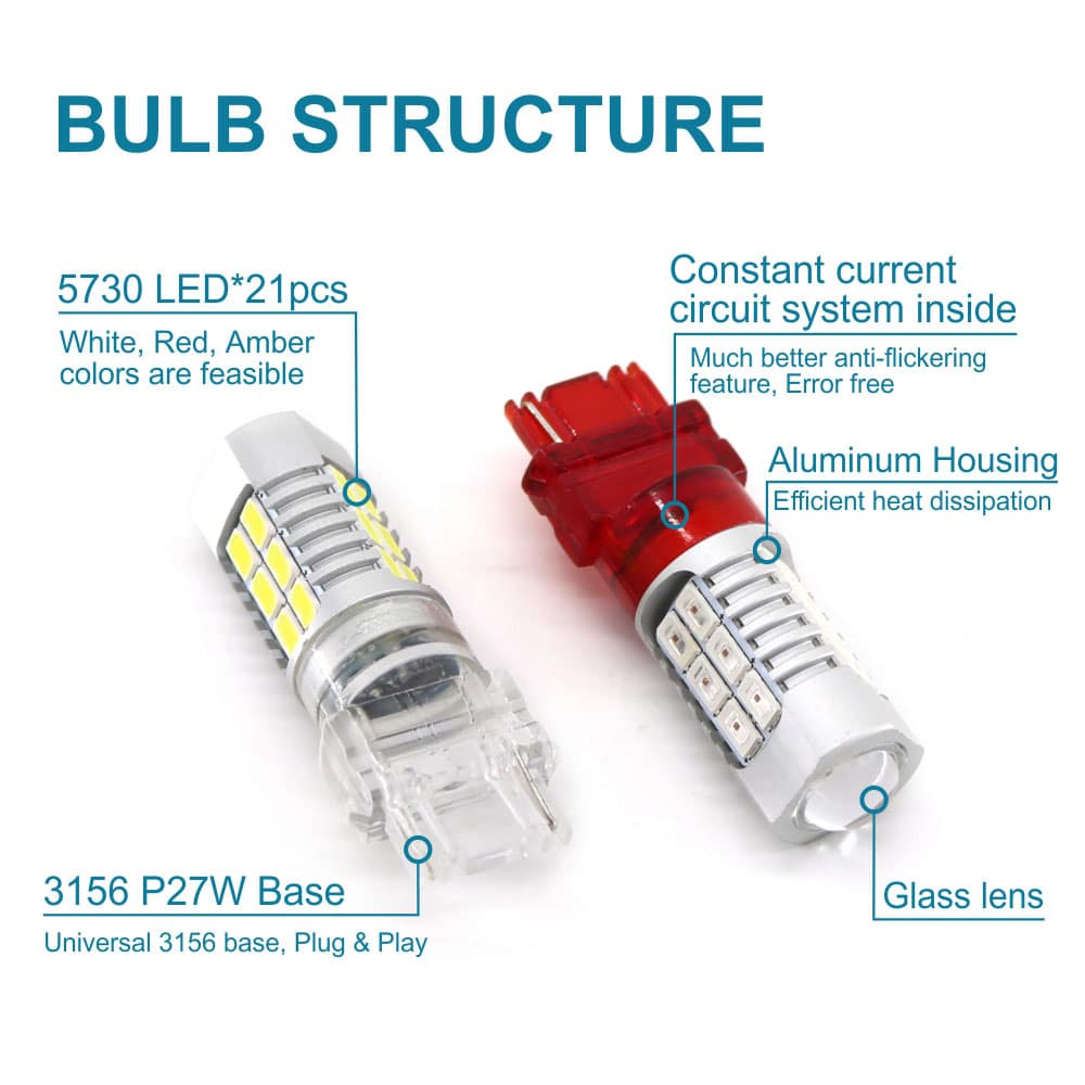 thumbnail interactive-video image 1 of Marsauto 3157 LED Bulbs - 500% Brighter Reverse Lights With Projector Lens, 6000K White, Pack Of 2 1 of 2